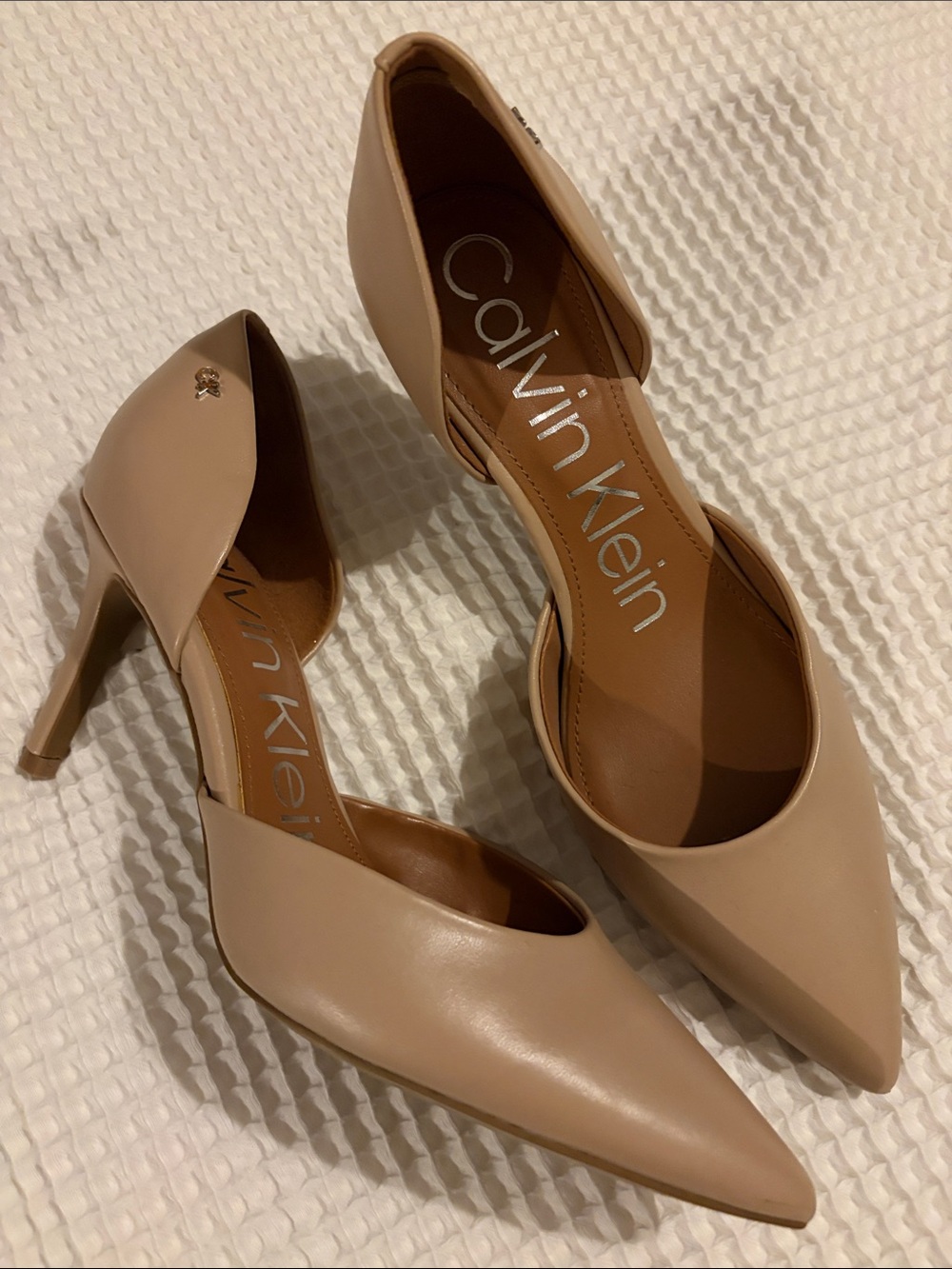 Calvin Klein Beige Pointed-Toe D'Orsay Heels